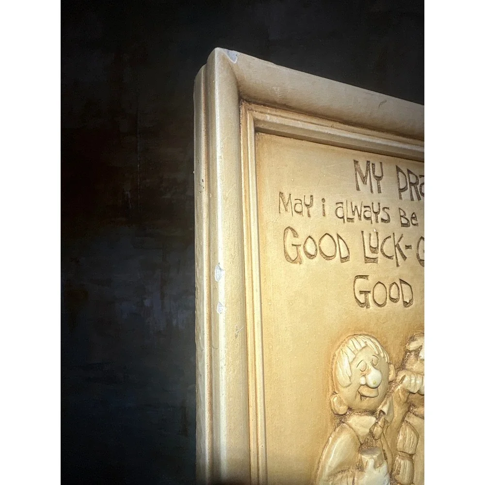 Vintage 1965 Paula USA My Prayer Good Bartender Resin Wall Plaque 3D Bar Decor